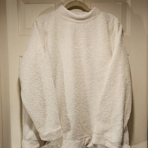 Talbots White Women's Mock Turtleneck Sherpa Fleece Sweater